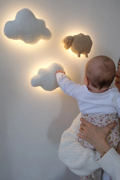 Boucle sheep night light for nursery – soft cloud wall lamp