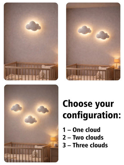 Cloud night light boucle white – nursery wall lamp glowing warm light