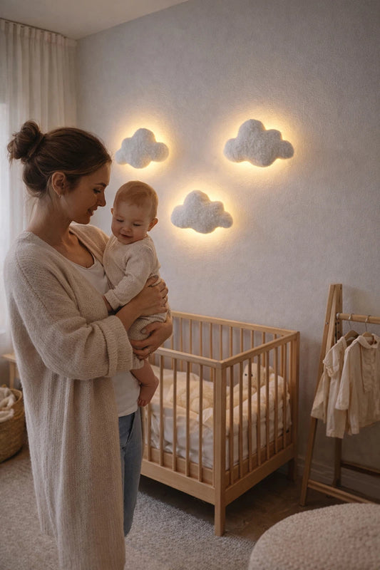 Handmade cloud night light for nursery – boucle wall cloud lamp