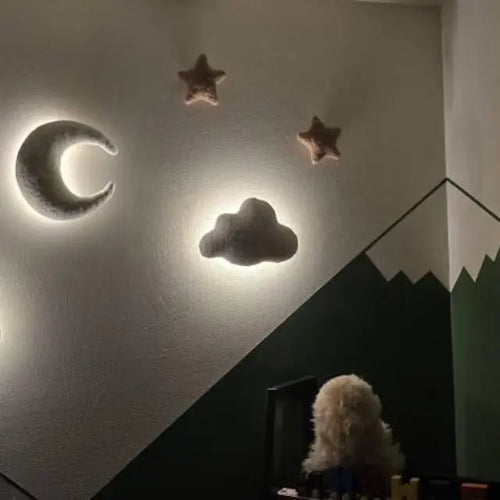 Boucle moon and cloud night light set – real customer photo of moon cloud star wall lamps in nursery