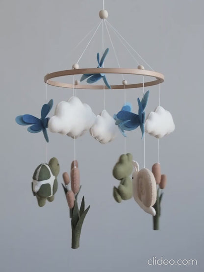 Felt Baby Mobile with Frog and Turtle – Pond Nursery Mobile