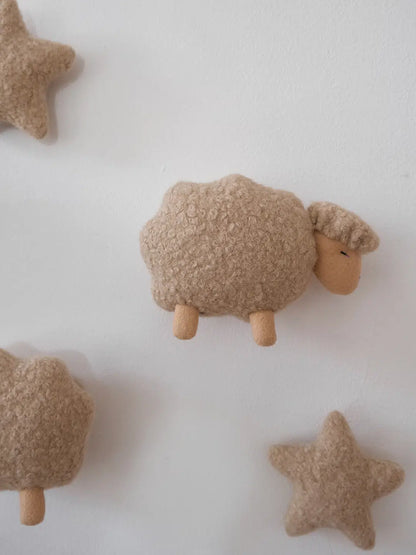 Sheep cloud nursery light – boucle wall night light for baby room